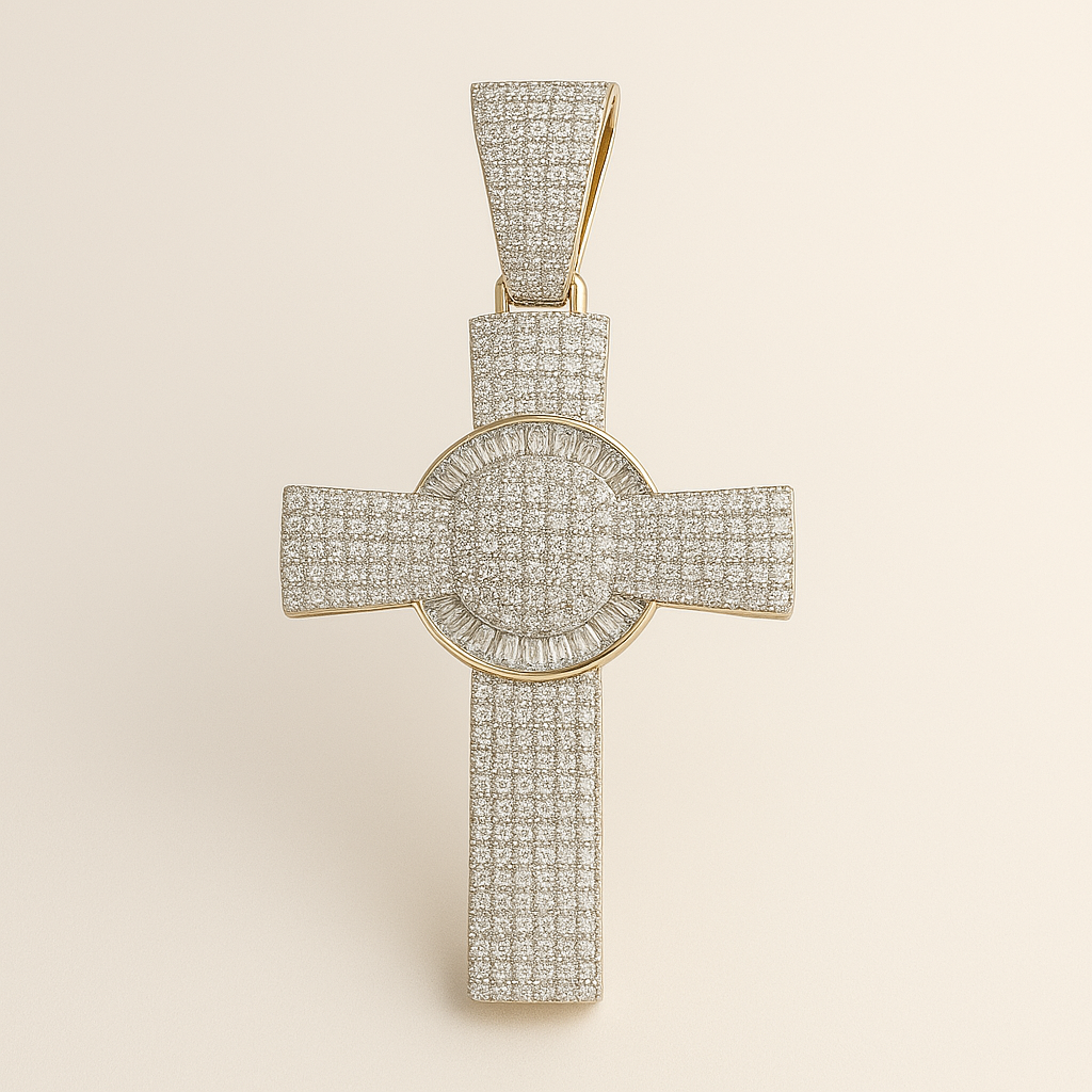 10K Gold Cross Pendant with 4.50 CTW Natural Diamonds