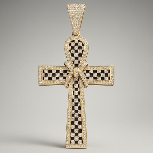 10K Gold Cross Charm with 4.00 CTW Natural Diamonds