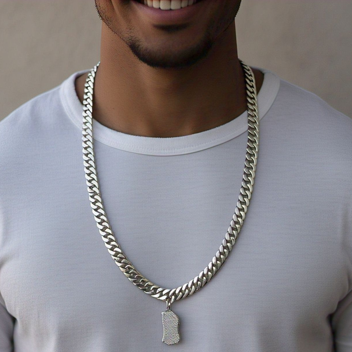 925 Silver Moisannite Cuban 2mm