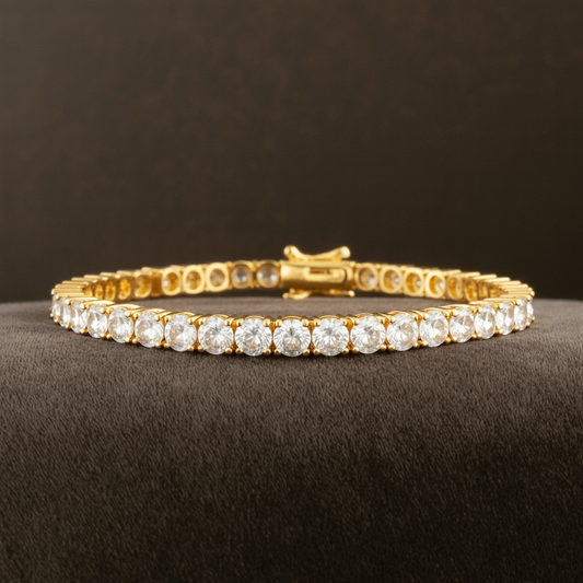 Gold-Plated 925 Sterling Silver Tennis Bracelet