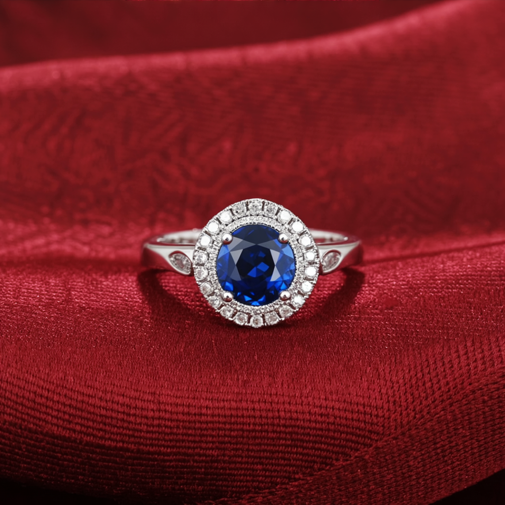 2.0ct Sapphire & Diamond Ring in 14K White Gold