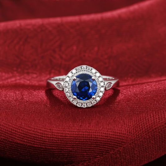 2.0ct Sapphire & Diamond Ring in 14K White Gold