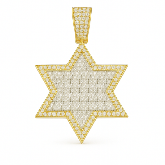 Star of David Pendant (10K Yellow Gold, Diamond-Encrusted)