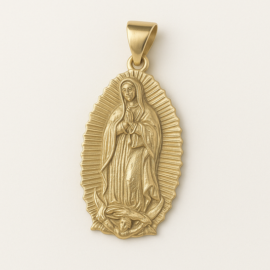 10K Gold Our Lady of Guadalupe Pendant – Religious Medallion